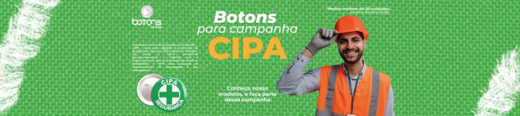 botons da CIPA personalizados para segurança no trabalho